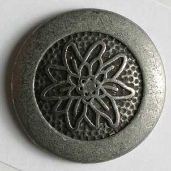 3 Stück, 18mm Vollmetallknopf, altzinn, Dill , Made in Germany