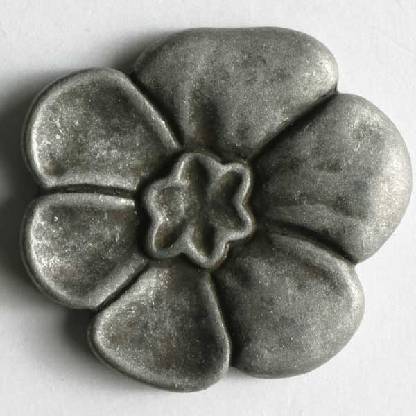 3 Stück, 18mm Vollmetallknopf, altzinn, Dill , Made in Germany