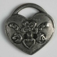 3 Stück, 25mm Vollmetallknopf, altzinn, Dill , Made...
