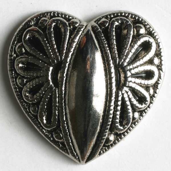 3 Stück, 15mm Vollmetallknopf, altsilber, Dill , Made in Germany