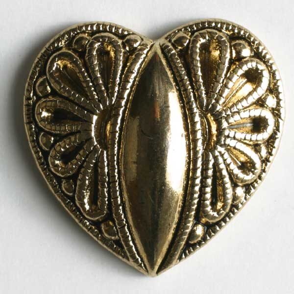 3 Stück, 20mm Vollmetallknopf, altgold, Dill , Made in Germany
