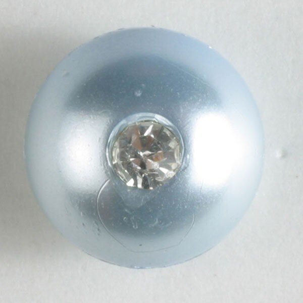 3 Stück, 10mm Kunststoffknopf mit Strass, blau, Dill , Made in Germany