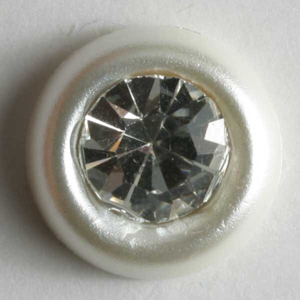 3 Stück, 11mm Kunststoffknopf mit Strass, Dill , Made in Germany