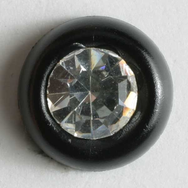 3 Stück, 9mm Kunststoffknopf mit Strass, Dill , Made in Germany