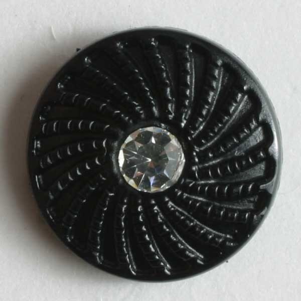 3 Stück, 11mm Kunststoffknopf mit Strass, Dill , Made in Germany