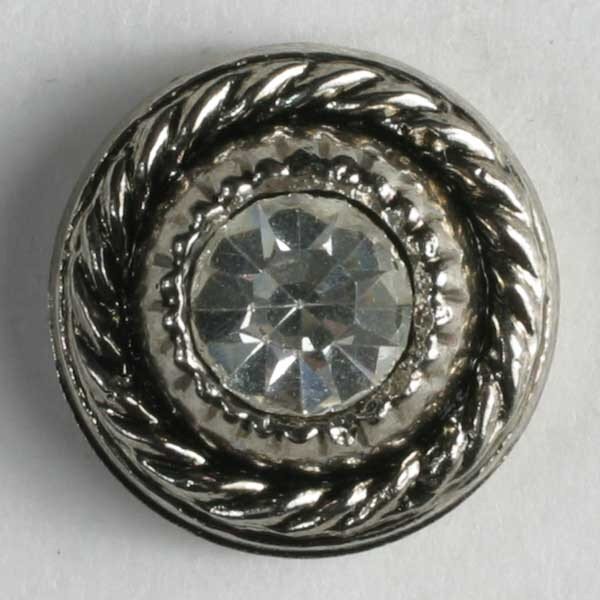3 Stück, 9mm Kunststoffknopf mit Strass, Dill , Made in Germany