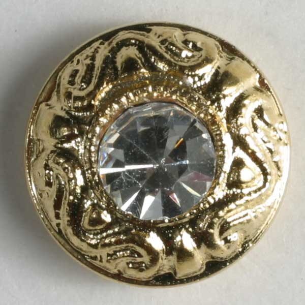 3 Stück, 9mm Kunststoffknopf mit Strass, Dill , Made in Germany