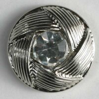 3 Stück, 13mm Kunststoffknopf mit Strass, silber,...