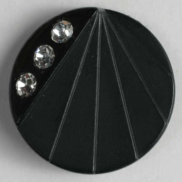 3 Stück, 20mm Kunststoffknopf mit Strass, Dill , Made in Germany
