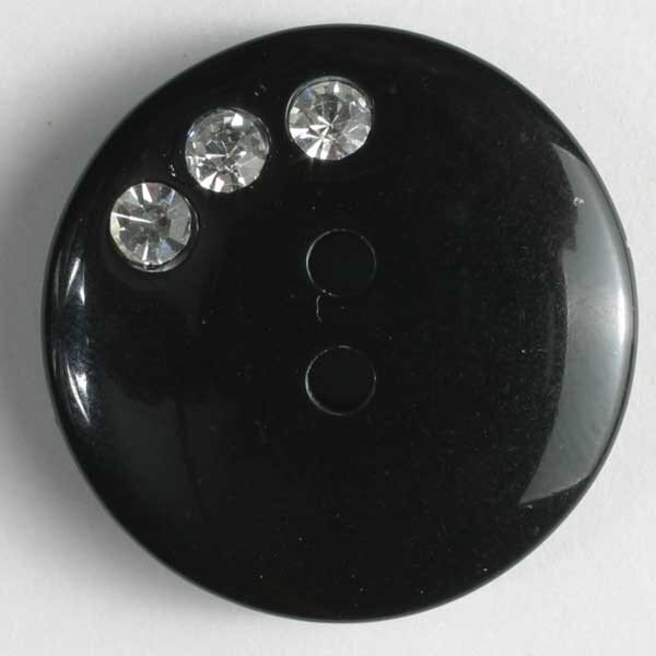 3 Stück, 20mm Kunststoffknopf mit Strass, Dill , Made in Germany