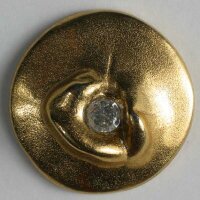 3 Stück, 25mm Kunststoffknopf mit Strass, altgold,...