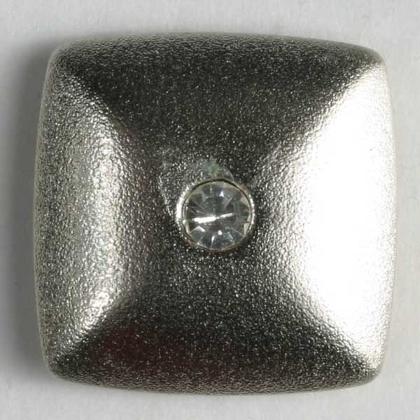 3 Stück, 18mm Kunststoffknopf mit Strass, silber, Dill , Made in Germany
