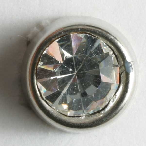 3 Stück, 10mm Kunststoffknopf mit Strass, silber, Dill , Made in Germany