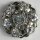 1 Stück, 23mm Kunststoffknopf mit Strass, silber, Dill , Made in Germany