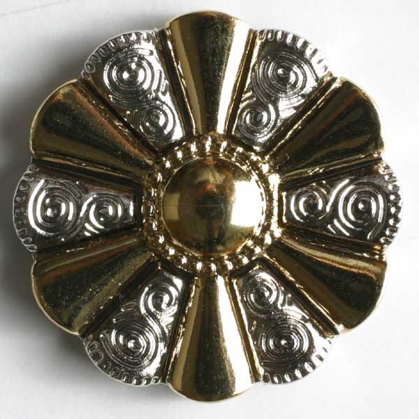 3 Stück, 25mm Knopf, echt vergoldet, Dill , Made in Germany
