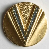 3 Stück, 23mm Vollmetallknopf emailliert, mattgold,...