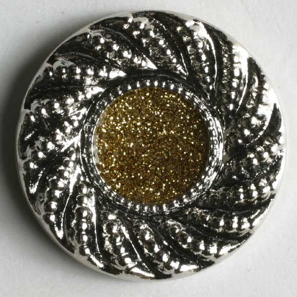 3 Stück, 18mm Kunststoffknopf emailliert, silber, Dill , Made in Germany