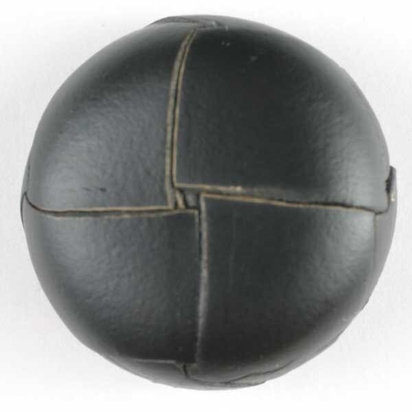 1 Stück, 18mm Echter Lederknopf, schwarz, Dill , Made in Germany