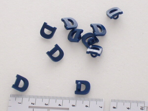 6 Stück 181143 Buchstaben- u. Zahlenknopf, blau, Größe 11mm, Dill, Made in Germany