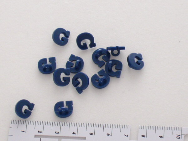 6 Stück 181152 Buchstaben- u. Zahlenknopf, blau, Größe 11mm, Dill, Made in Germany