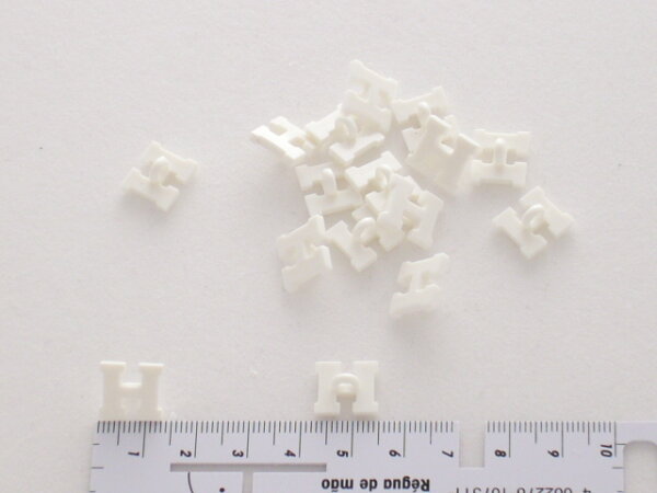 6 Stück 181154 Buchstaben- u. Zahlenknopf, weiss, Größe 11mm, Dill, Made in Germany