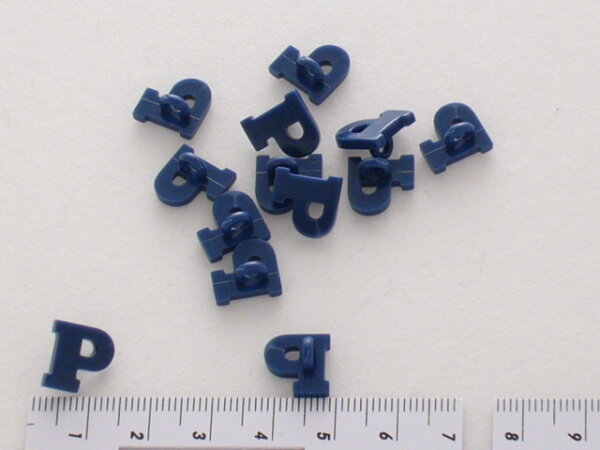 6 Stück 181179 Buchstaben- u. Zahlenknopf, blau, Größe 11mm, Dill, Made in Germany