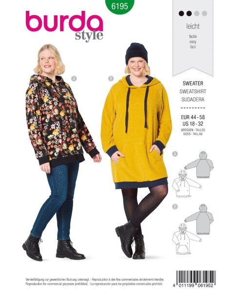 6195 Sweater, Schnittmuster von Burda