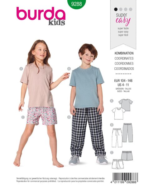 9288 Kinder T-Shirts und Hosen, Burda
