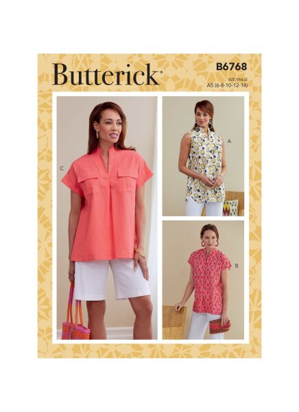 B6768 Damen Tops, Butterick