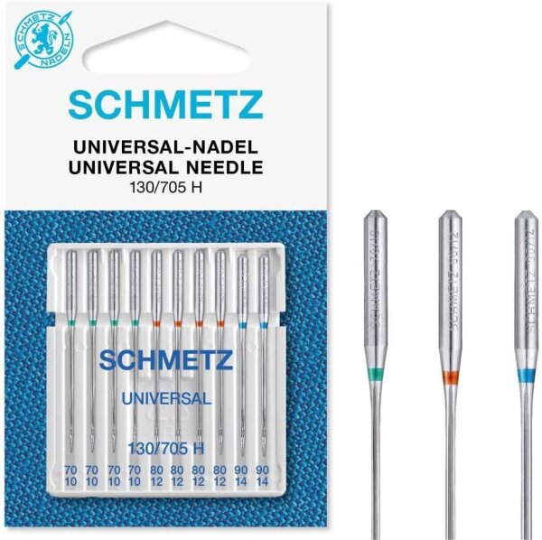 SCHMETZ Nähmaschinennadeln: 10 Universal-Nadeln, Standardnadeln, Nadeldicke 70/10-90/14, Nähset, 130/705 H