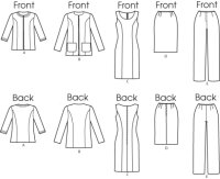 B5719 Damen Jackett Shirt Hose Kleid, Butterick