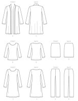 B6258 Damen Shirt Top Hose Gürtel Kleid, Butterick