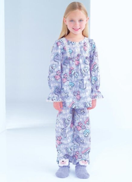 B4005 Mädchen Top Nachtkleidchen Hose, Butterick